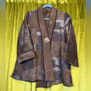 IC Collection Patchwork brown duster jacket. Size small. Retail $178